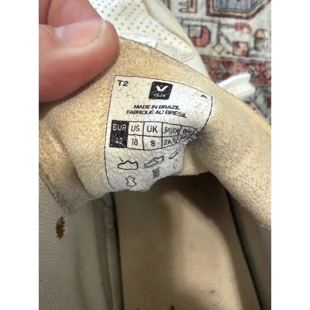 Veja V-10 White Rose Gold Leather Low Top Sneakers Womens Size‎ 10 EUR 42